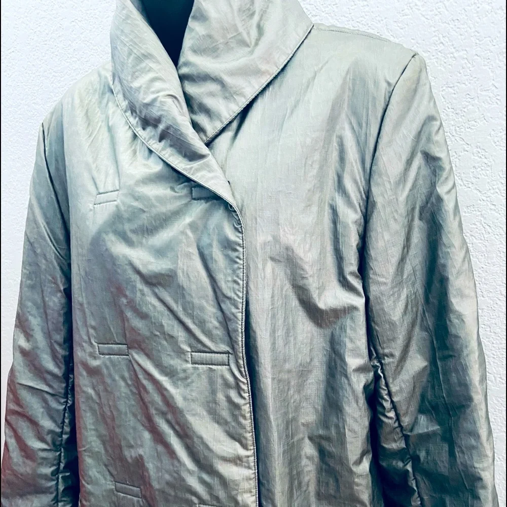 Nicole Farhi Faux Leather Trench Coat w/ Magnetic Closures - US 6